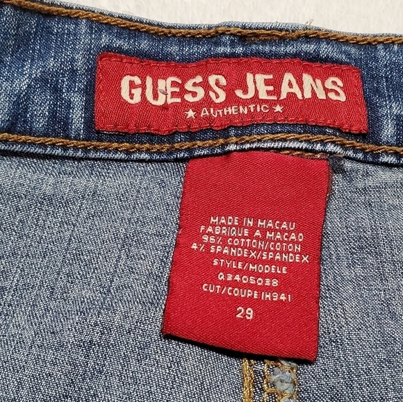 Vintage 90s Guess Stretch Fit Low Rise Mid Wash Flare Extra Pocket Cargo Jeans - Picture 10 of 10